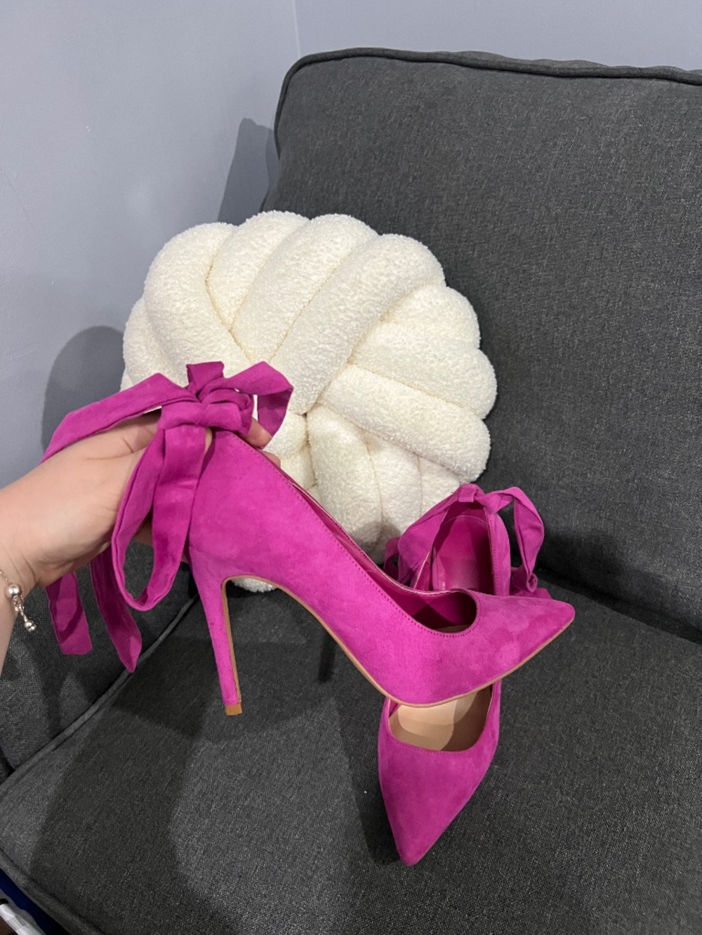 Hot pink suede heels